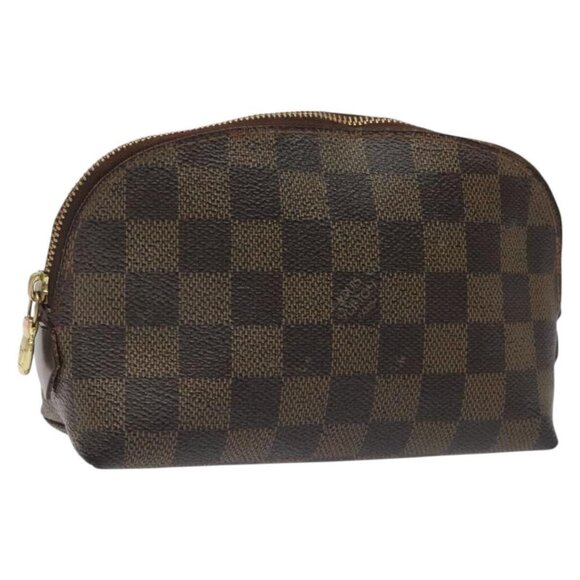 LOUIS VUITTON Damier Ebene Pochette Cosmetic PM Pouch N47516 LV Auth KD039 - Picture 1 of 15